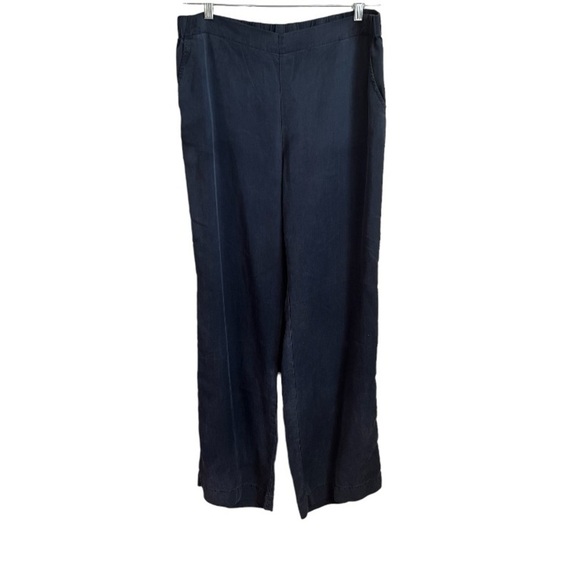 Pure Jill J.Jill Tall  Lyocell Tencel “Deep Blue” Wide Leg Pull On Pants - Picture 2 of 8